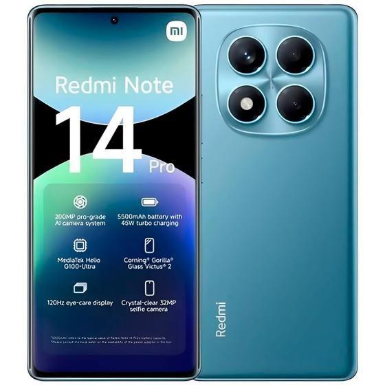 Celular Xiaomi Note 14 Pro 256GB + 8GB ram Azul 4G, Dolby Atmos
